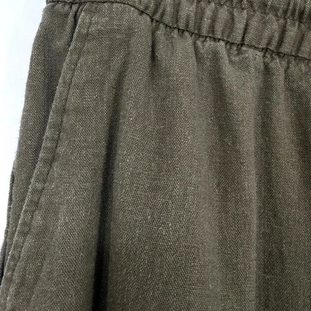 Banana Republic Womens Olive Green Linen Blend Wide Leg‎ Crop Natural Fiber S
